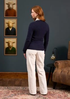 Isla Ladies Wool And Cashmere Vee Neck Jumper In Dark Navy -Elegant Wear World Isla Ladies Wool and Cashmere Vee Neck Dark Navy 7