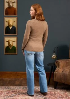 Isla Ladies Wool And Cashmere Vee Neck Jumper In Pecan -Elegant Wear World Isla Ladies Wool and Cashmere Vee Pecan 4