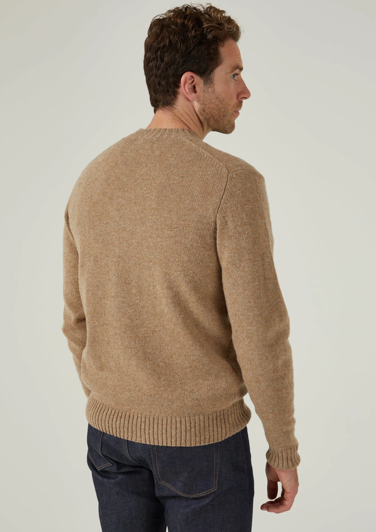 Kinnadie Supersoft Shetland Jumper In Pale Oak - Regular Fit 2 Kinnadie Supersoft Shetland Jumper In Pale Oak - Regular Fit - Image 2