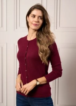 Surrey Ladies Tweed Blazer In Blue - Regular Fit -Elegant Wear World Ladies Cashmere Crew Neck Cardigan Red 1 65743f8c a574 451d b544 f9039888599e