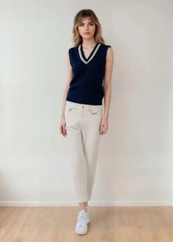 Ladies Cotton Cricket Slipover In Dark Navy 10 Ladies Cotton Cricket Slipover In Dark Navy -Elegant Wear World Ladies Cotton Cricket Sliover Dark Navy 2