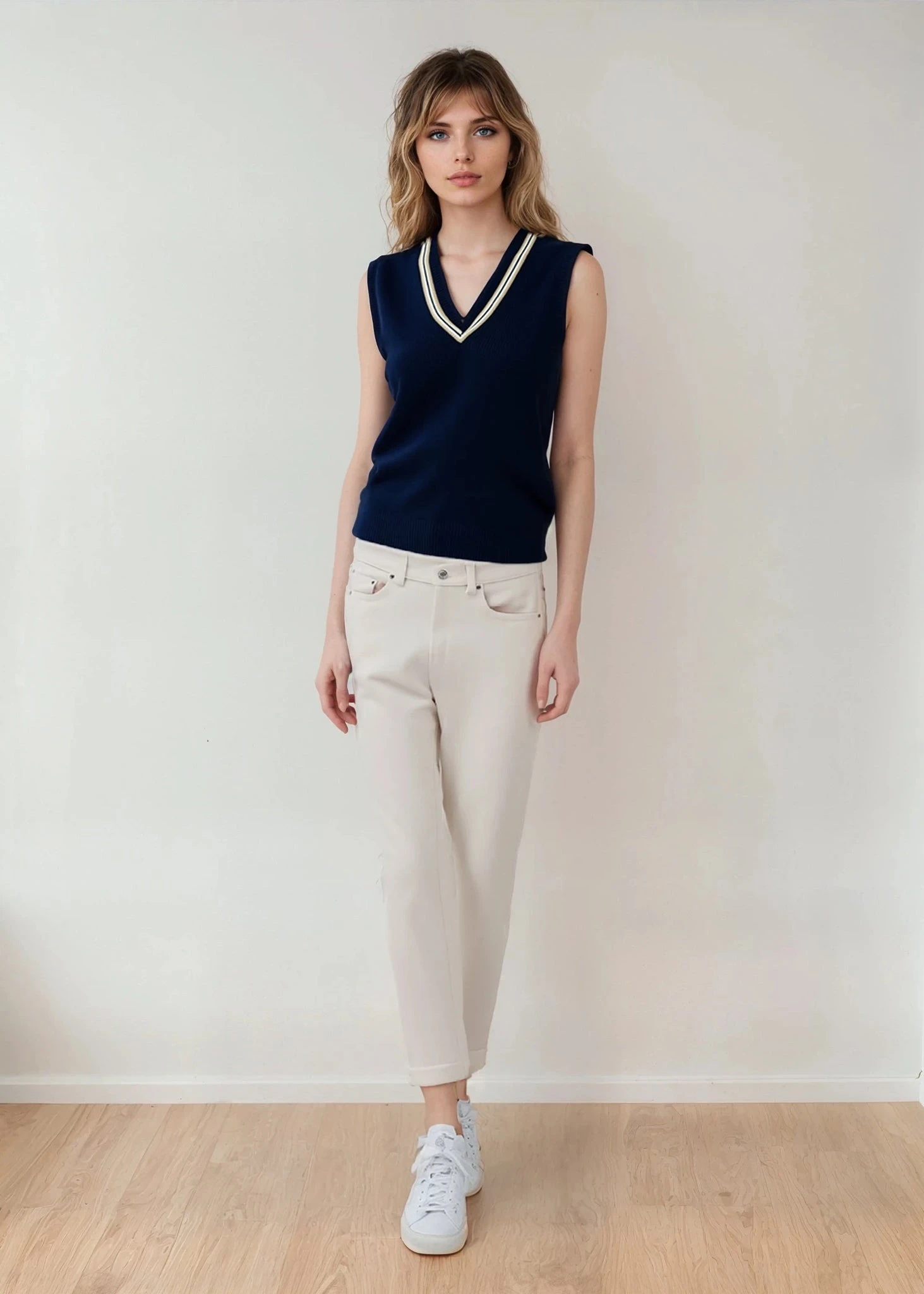 Ladies Cotton Cricket Slipover In Dark Navy 5 Ladies Cotton Cricket Slipover In Dark Navy - Image 5