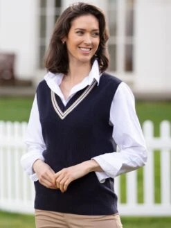 Ladies Cotton Cricket Slipover In Dark Navy 7 Ladies Cotton Cricket Slipover In Dark Navy -Elegant Wear World Ladies Cricket Slipover Dark Navy 1