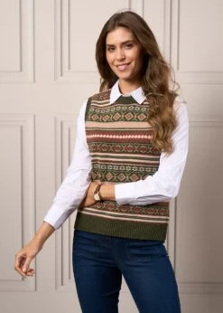 Surrey Ladies Mid-Thigh Tweed Coat In Hemlock - Regular Fit -Elegant Wear World Ladies Fair Isle Crew Neck Slipover 1 38e85b8b 3c68 49e5 83c6 a0c18dbde715