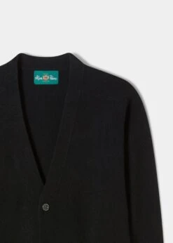 Cornwall Lambswool Cardigan In Black - Classic Fit -Elegant Wear World Lambswool Cardigan Black 1