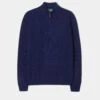 Sutherland Lambswool 1/4 Zip Jumper In Indigo - Regular Fit -Elegant Wear World Lambswool Half Zip Jumper Indigo 1