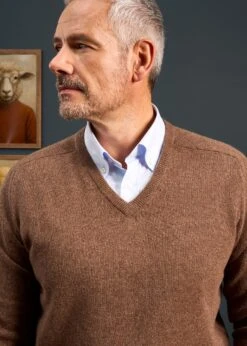 Hampshire Lambswool Jumper In Tobacco - Classic Fit 8 Hampshire Lambswool Jumper In Tobacco - Classic Fit -Elegant Wear World Lambswool Saddle Shoulder Tobacco Jumper 2