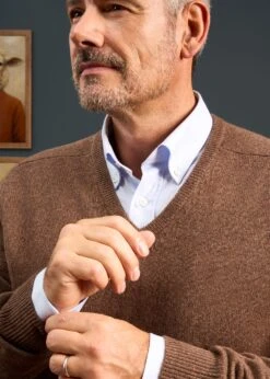 Hampshire Lambswool Jumper In Tobacco - Classic Fit 10 Hampshire Lambswool Jumper In Tobacco - Classic Fit -Elegant Wear World Lambswool Saddle Shoulder Tobacco Jumper 3