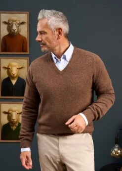Hampshire Lambswool Jumper In Tobacco - Classic Fit 11 Hampshire Lambswool Jumper In Tobacco - Classic Fit -Elegant Wear World Lambswool Saddle Shoulder Tobacco Jumper 6