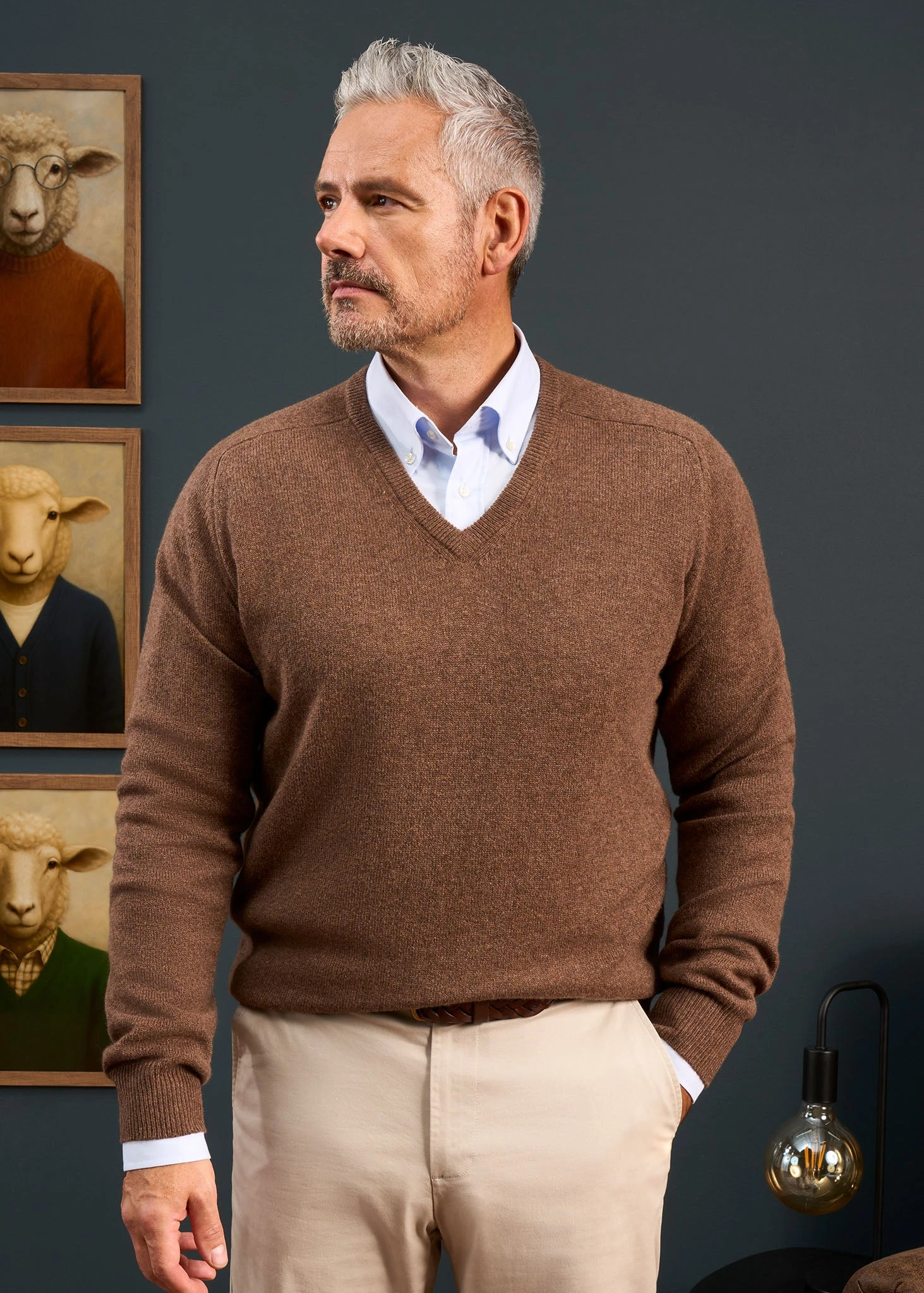 Hampshire Lambswool Jumper In Tobacco - Classic Fit 2 Hampshire Lambswool Jumper In Tobacco - Classic Fit - Image 2