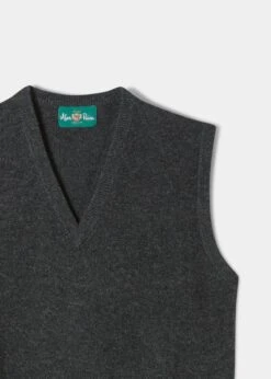 Norfolk Men's Lambswool Slipover In Charcoal - Classic Fit -Elegant Wear World Lambswool Slipover Sweater Charcoal 1