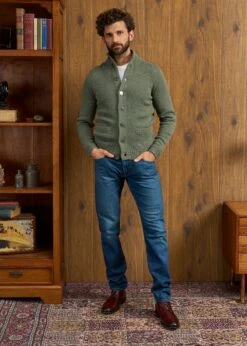 Landford Men's Lambswool Buttoned Jumper In Landscape - Regular Fit 7 Landford Men's Lambswool Buttoned Jumper In Landscape - Regular Fit -Elegant Wear World Landford Cable Lambswool Cardigan Landscape 1