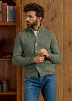 Landford Men's Lambswool Buttoned Jumper In Landscape - Regular Fit 8 Landford Men's Lambswool Buttoned Jumper In Landscape - Regular Fit -Elegant Wear World Landford Cable Lambswool Cardigan Landscape 2