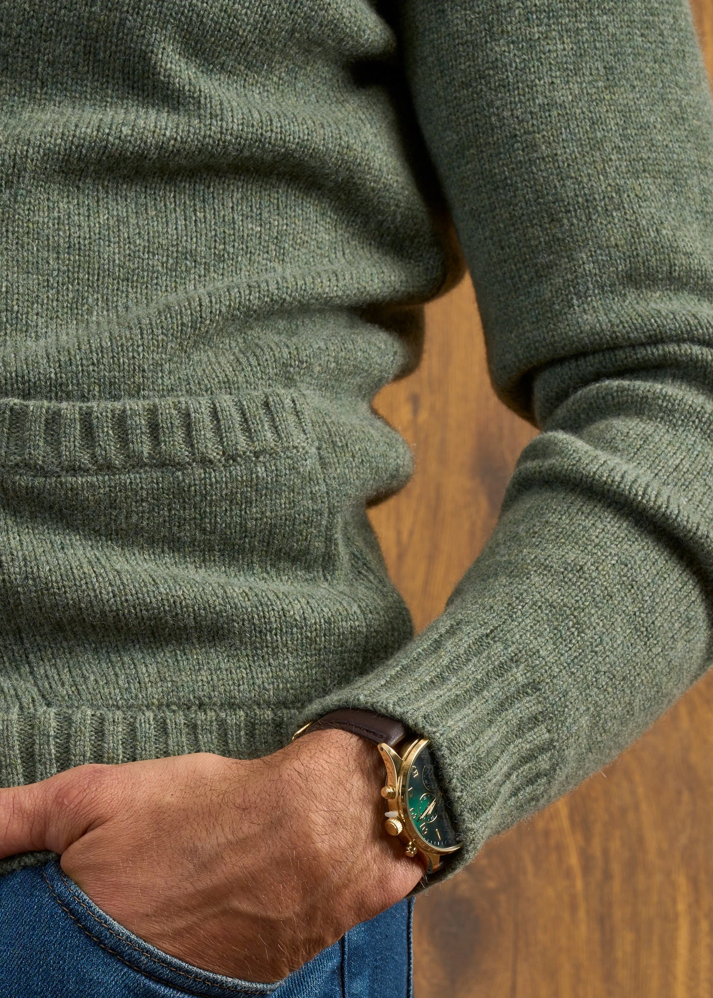 Landford Men's Lambswool Buttoned Jumper In Landscape - Regular Fit 5 Landford Men's Lambswool Buttoned Jumper In Landscape - Regular Fit - Image 5