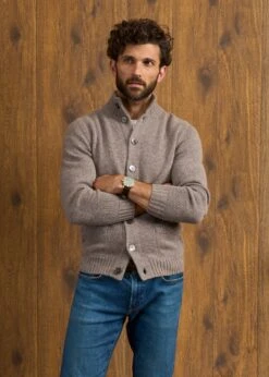 Landford Men's Lambswool Buttoned Jumper In Vole - Regular Fit 8 Landford Men's Lambswool Buttoned Jumper In Vole - Regular Fit -Elegant Wear World Landford Cable Lambswool Cardigan Vole 2