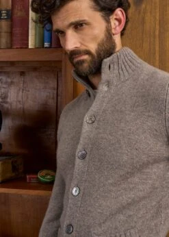 Landford Men's Lambswool Buttoned Jumper In Vole - Regular Fit 11 Landford Men's Lambswool Buttoned Jumper In Vole - Regular Fit -Elegant Wear World Landford Cable Lambswool Cardigan Vole 5