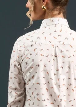 Lawen Ladies Printed Cotton Shirt - Dog & Duck Design -Elegant Wear World Lawen Ladies Printed Cotton Shirt Dog and Duck Design 4