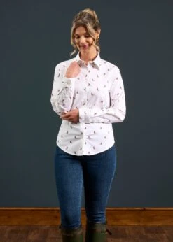 Lawen Ladies Printed Cotton Shirt - Pheasant Design -Elegant Wear World Lawen Ladies Printed Cotton Shirt Pheasant Design 1