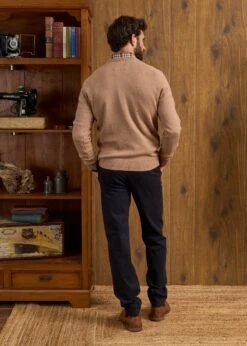 Lenzie Men's Lambswool Jumper In Camel - Regular Fit -Elegant Wear World Lenzie Lambswool Crew Neck Jumper Camel 4
