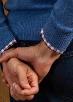 Lenzie Men's Lambswool Jumper In Jeans - Regular Fit -Elegant Wear World Lenzie Lambswool Crew Neck Jumper Jeans 4