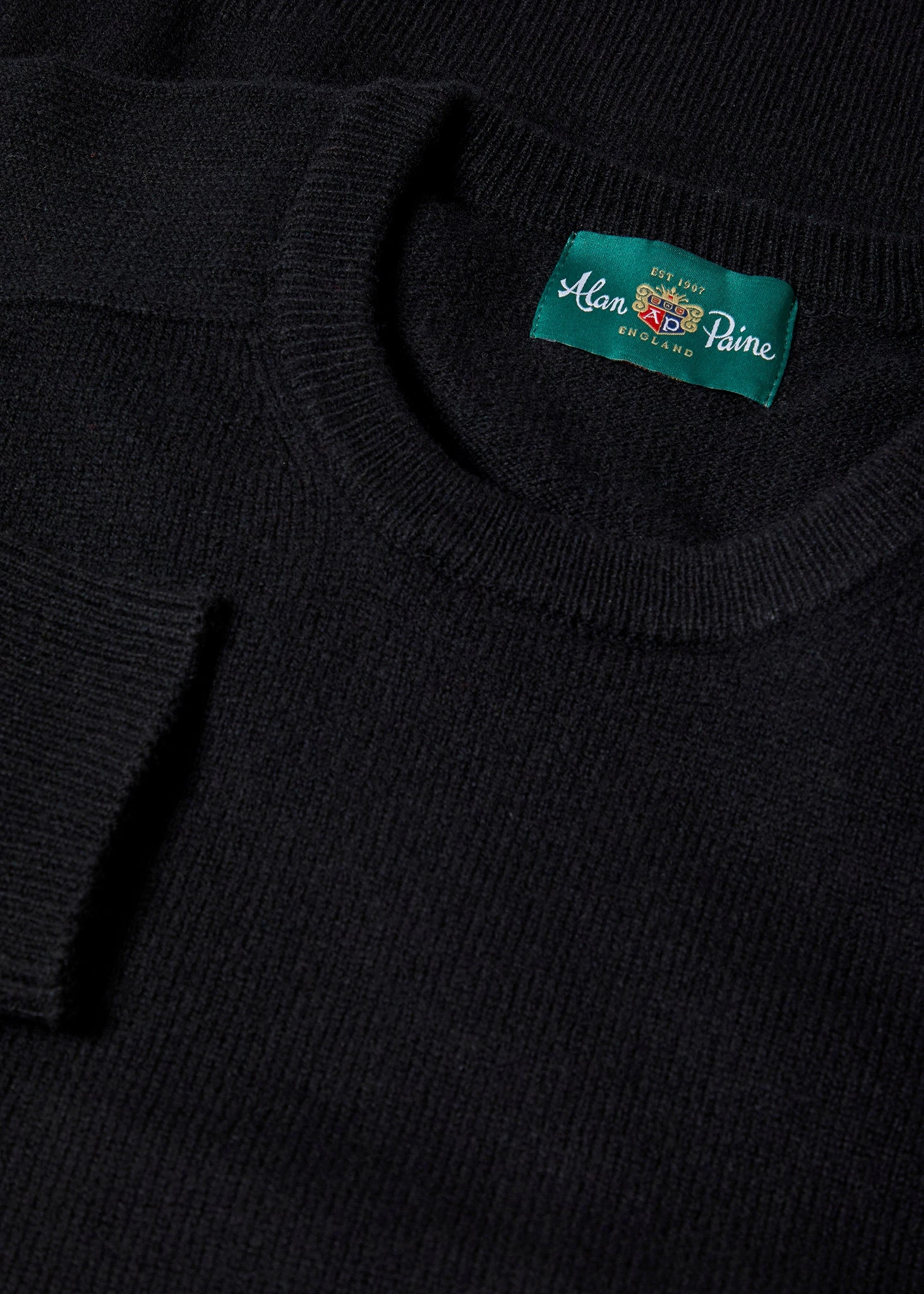 Lenzie Men's Lambswool Jumper In Black - Regular Fit 2 Lenzie Men's Lambswool Jumper In Black - Regular Fit - Image 2