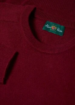 Lenzie Men's Lambswool Jumper In Bordeaux - Regular Fit -Elegant Wear World Lenzie Mens Lambswool Jumper Bordeaux