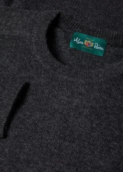Lenzie Men'sLambswool Jumper In Charcoal - Regular Fit -Elegant Wear World Lenzie Mens Lambswool Jumper Charcoal