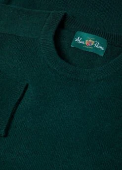 Lenzie Men's Lambswool Jumper In Tartan Green - Regular Fit -Elegant Wear World Lenzie Mens Lambswool Jumper Green