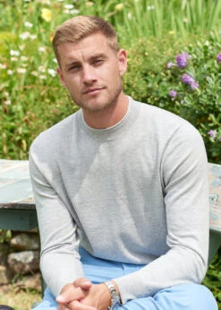 Leysmill Cotton Cashmere Jumper In Dove -Elegant Wear World Leysmill Cotton Cashmere Crew Neck Jumper Dove LS