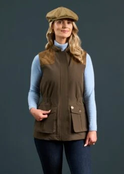 Lockwood Ladies Shooting Waistcoat In Olive -Elegant Wear World Lockwood Ladies Shooting Waistcoat Olive 2