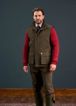 Lockwood Men's Shooting Waistcoat In Olive -Elegant Wear World Lockwood Mens Shooting Waistcoat Olive 1