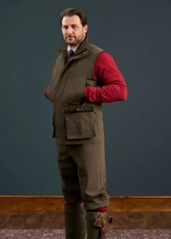 Lockwood Men's Shooting Waistcoat In Olive -Elegant Wear World Lockwood Mens Shooting Waistcoat Olive 2