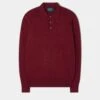 Men's Geelong Lambswool Long Sleeve Polo Shirt In Rosso - Regular Fit -Elegant Wear World MENS GEELONG LONG SLEEVE POLO ROSSO