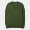 Millbreck Men's Merino Wool Jumper In Forest - Regular Fit -Elegant Wear World MILLBRECK VEE NECK FOREST 01