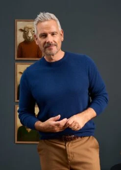 Melfort Cashmere Jumper In Indigo - Regular Fit -Elegant Wear World Melfort Mens Cashmere Jumper Indigo 1