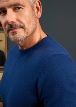 Melfort Cashmere Jumper In Indigo - Regular Fit -Elegant Wear World Melfort Mens Cashmere Jumper Indigo 3