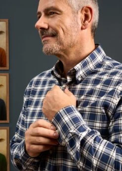 Men's Cotton Button Down Blue Check Shirt - Regular Fit -Elegant Wear World Mens Button Down Blue Check Shirt 2