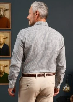 Men's Cotton Button Down Blue Small Check Shirt - Regular Fit. -Elegant Wear World Mens Button Down Blue Small Check Shirt 3