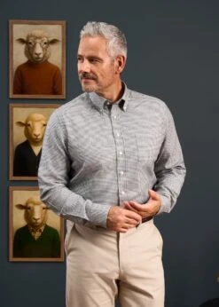 Men's Cotton Button Down Blue Small Check Shirt - Regular Fit. -Elegant Wear World Mens Button Down Blue Small Check Shirt 5