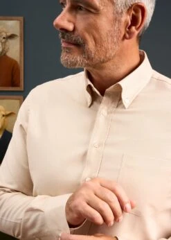 Men's Cotton Button Down Brown Shirt - Regular Fit -Elegant Wear World Mens Button Down Shirt Light Brown 2