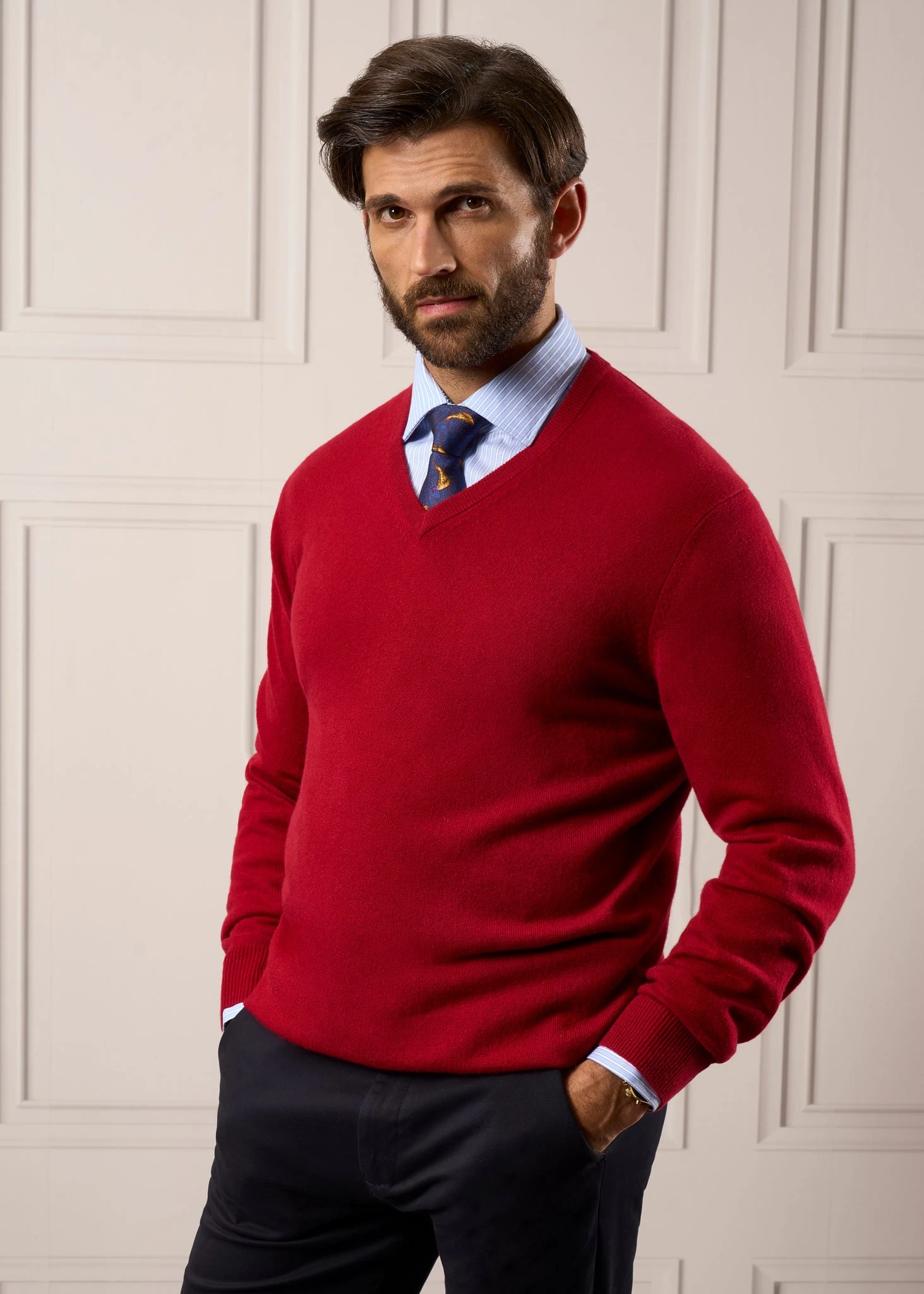 Haddington Cashmere Jumper In Ruby - Regular Fit 2 Haddington Cashmere Jumper In Ruby - Regular Fit - Image 2
