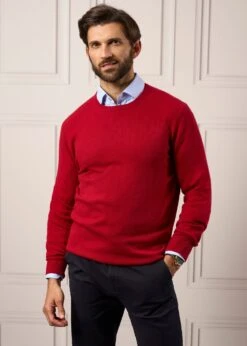 Melfort Cashmere Jumper In Ruby - Regular Fit -Elegant Wear World Mens Cashmere Jumper Ruby 4