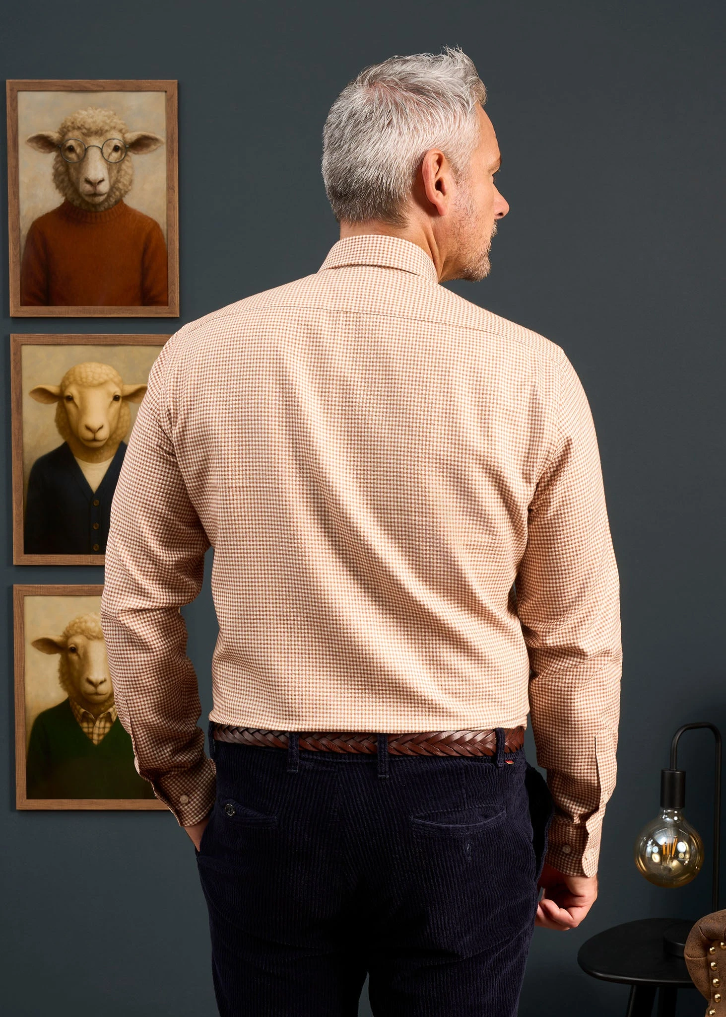 Men's Cotton Button Down Brown Small Check Shirt - Regular Fit 4 Men's Cotton Button Down Brown Small Check Shirt - Regular Fit - Image 4