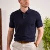 Paignton Cotton Polo Shirt In Dark Navy -Elegant Wear World Mens Cotton Polo Shirt Navy 1