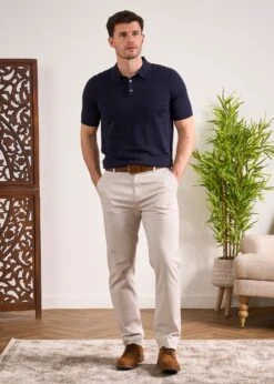Paignton Cotton Polo Shirt In Dark Navy -Elegant Wear World Mens Cotton Polo Shirt Navy 3