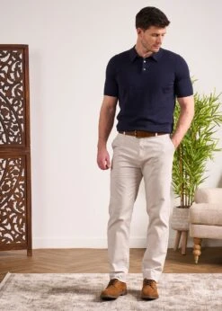 Paignton Cotton Polo Shirt In Dark Navy -Elegant Wear World Mens Cotton Polo Shirt Navy 4