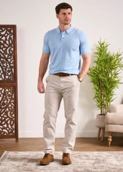 Paignton Cotton Polo Shirt In Steel Blue Mix 8 Paignton Cotton Polo Shirt In Steel Blue Mix -Elegant Wear World Mens Cotton Polo Shirt Navy Blue 1