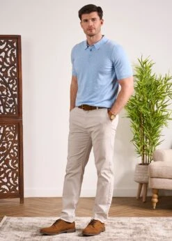 Paignton Cotton Polo Shirt In Steel Blue Mix 6 Paignton Cotton Polo Shirt In Steel Blue Mix -Elegant Wear World Mens Cotton Polo Shirt Navy Blue