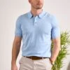 Paignton Cotton Polo Shirt In Steel Blue Mix -Elegant Wear World Mens Cotton Polo Shirt Navy Blue 4