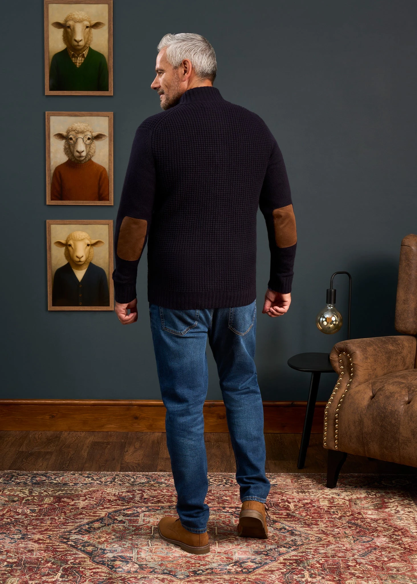 Duchally Men's Waffle Stitch Wool Jacket Navy 4 Duchally Men's Waffle Stitch Wool Jacket Navy - Image 4